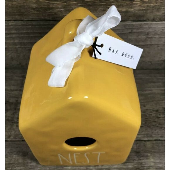 Rae‎ Dunn "NEST" Yellow Birdhouse Farmhouse Gift - Picture 2 of 3